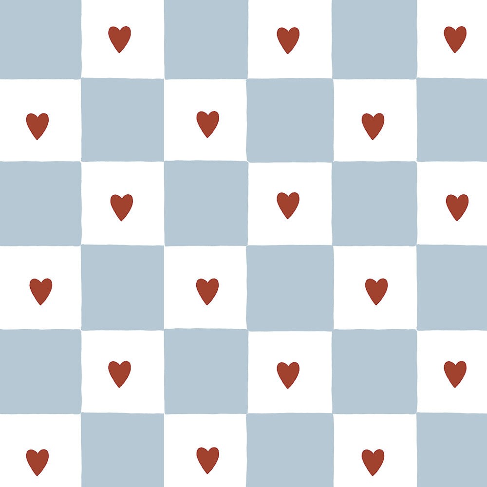 French Hearts Check Wallpaper