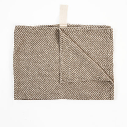 Großes Leinenhandtuch – Beige Fischgrätmuster