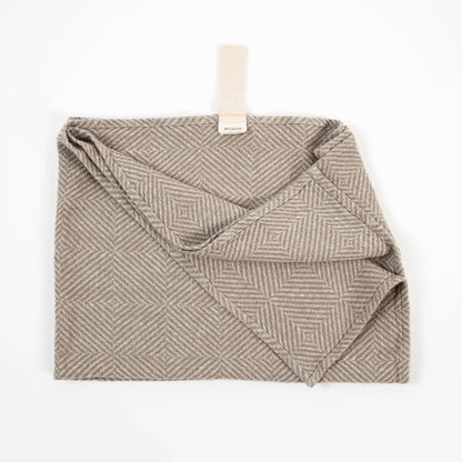 Großes Leinenhandtuch – Beige Fischgrätmuster