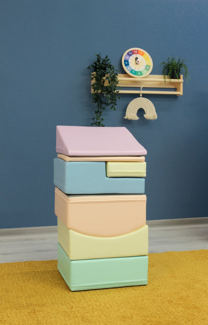 Soft Play 7 Foam Block Set - Light Pastel Little Crawler