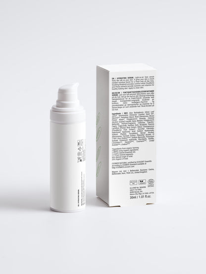 KVIST Hydrating Serum - Front dropper bottle and packaging back view