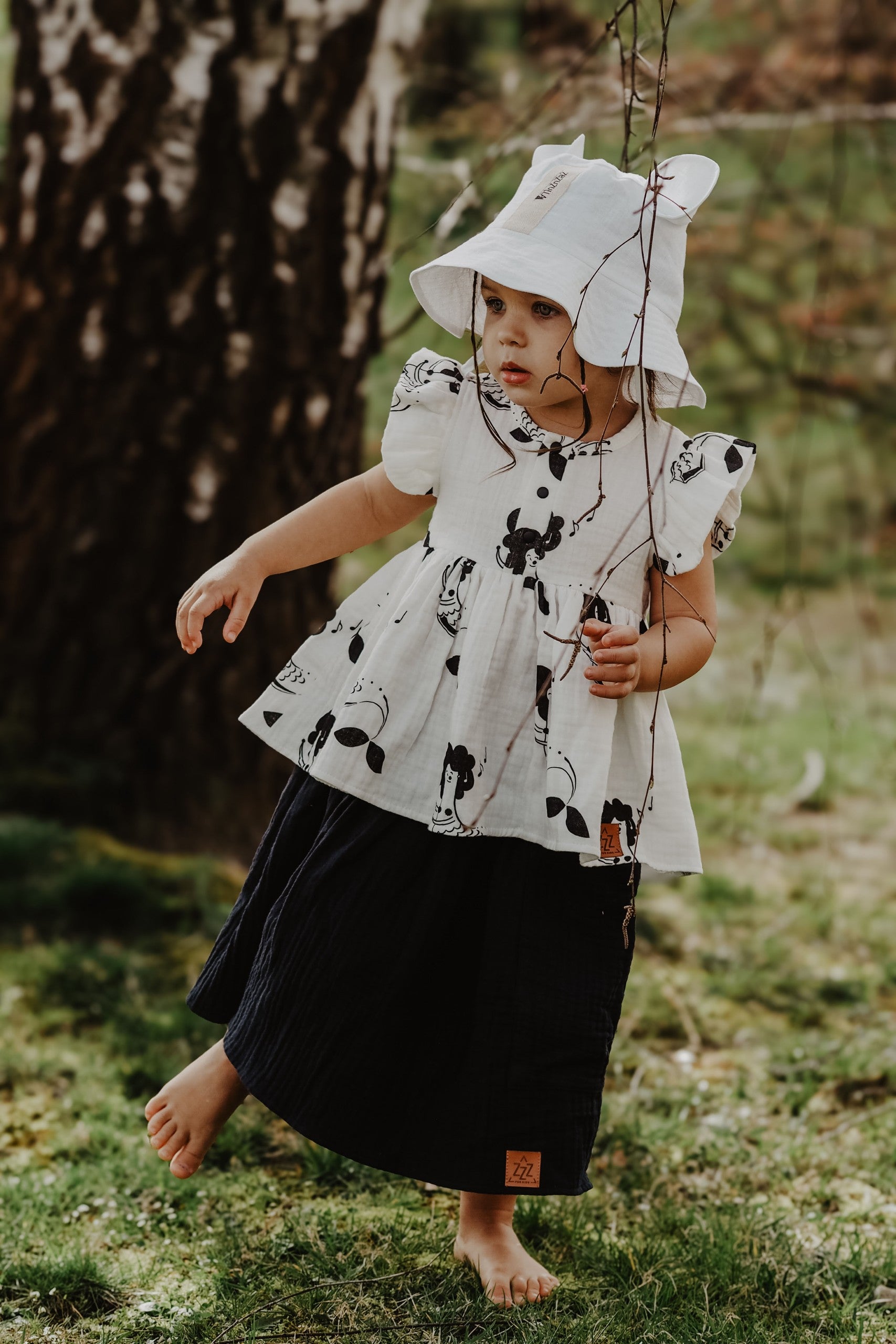 Kids Hat with Ears - White