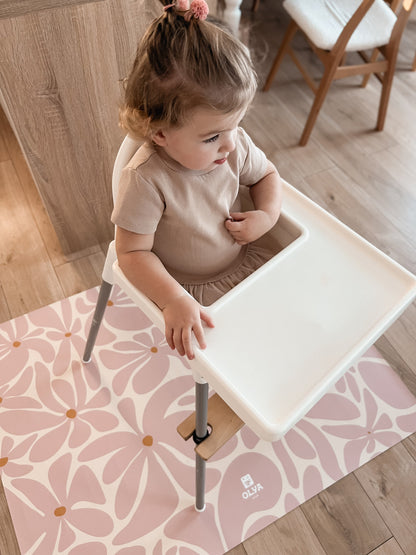 Kids Mealtime Floor Mat, Non-Slip & Waterproof - Daisy Sun