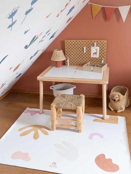 Kids Mealtime Floor Mat, Non-Slip & Waterproof - Organic Beach