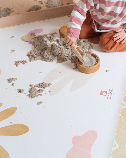 Kids Mealtime Floor Mat, Non-Slip & Waterproof - Organic Beach
