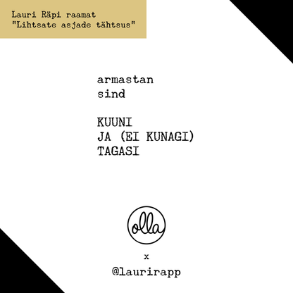 KUUNI JA EI KUNAGI TAGASI / meestele X Lauri Räpp