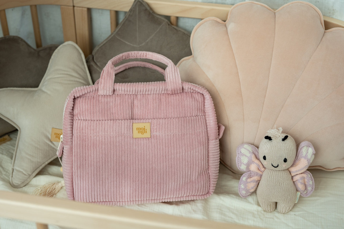 Moi Mili Large Make-Up Bag Baby Pink - Waterproof lining and 100% cotton detail