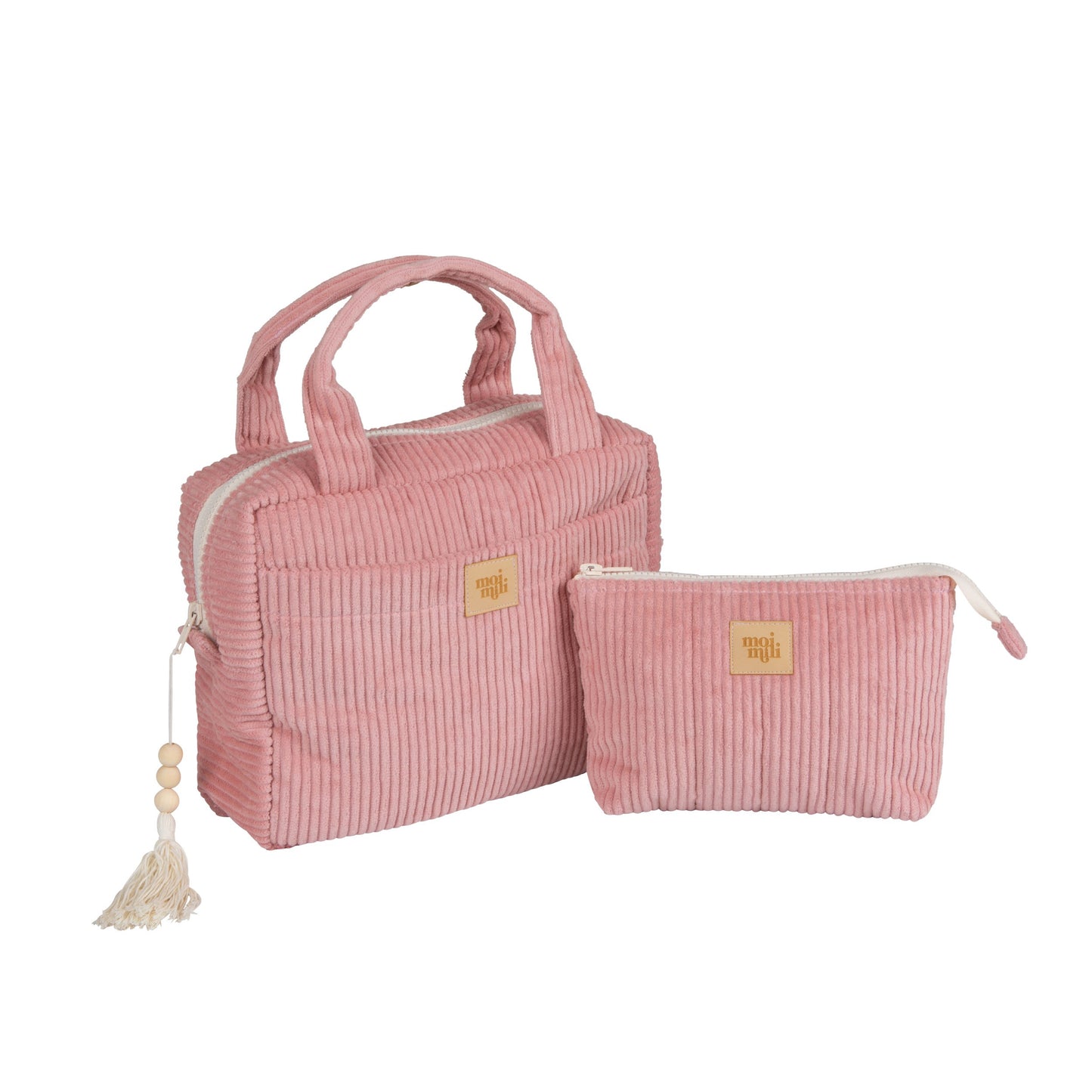 Moi Mili Make-Up Bag Set of 2 Baby Pink - Large and small cotton pouches