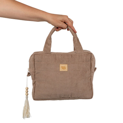 Moi Mili Large Make-Up Bag Latte - Neutral tone cotton pouch
