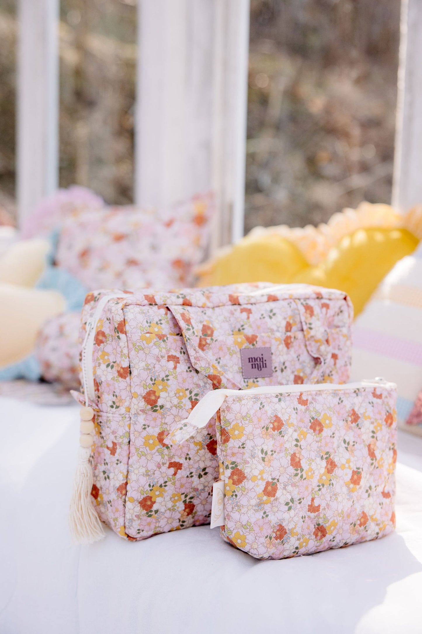Moi Mili Make-Up Bag Set of 2 Spring Garden - Pastel floral duo