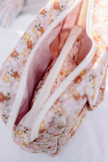 Waterproof inner lining detail of the Spring Garden makeup bag