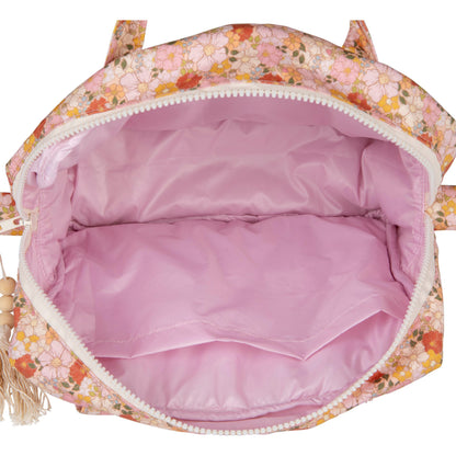 Internal View of Moi Mili Large Make-Up Bag Spring Garden - Pastel floral cotton pouch