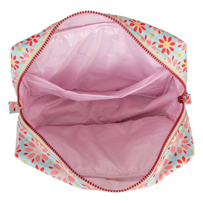 Internal View  of Moi Mili Large Make-Up Bag Red Flowers - Red floral cotton pouch