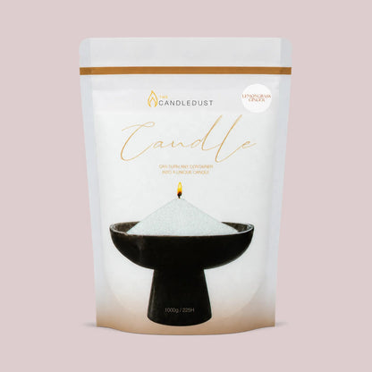 Candledust Lemongrass Ginger scented pearled candle sand in a 1kg resealable refill pouch
