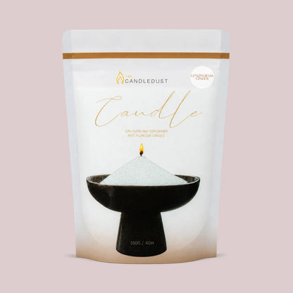 Candledust Lemongrass Ginger invigorating scented pearled candle sand in a 350g resealable refill pouch