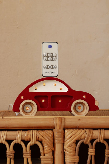 Mini wooden red beetle car night light for kids room decor