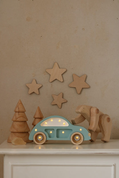 Small dimmable wooden car nightlight for a nursery