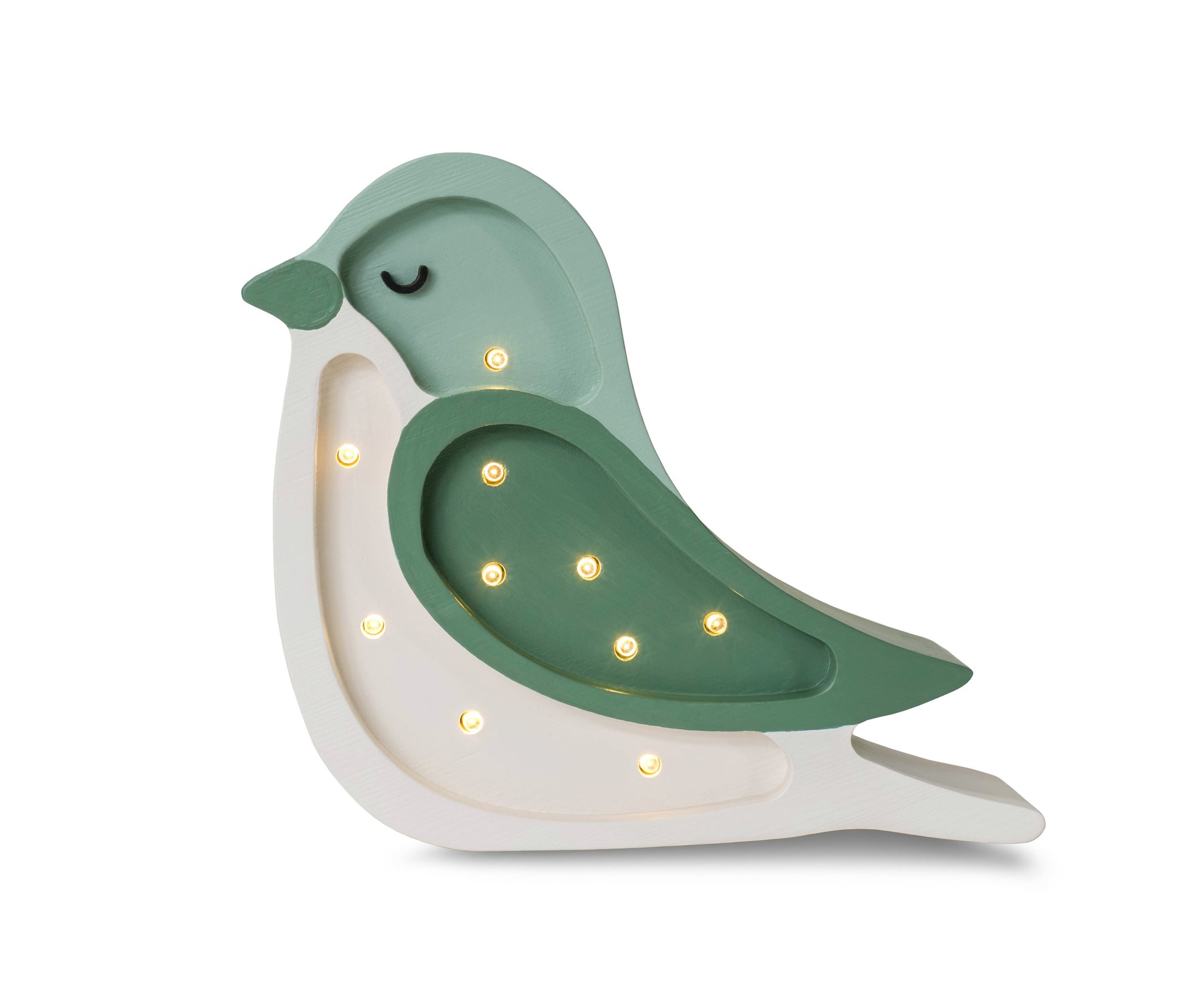 Little Lights mini singing bird shaped wall light - green