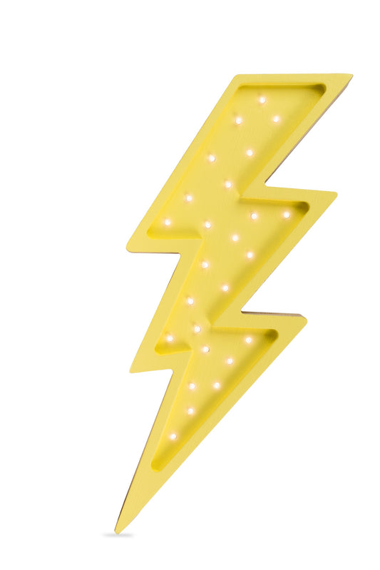 Little Lights yellow Bolt Lamp - Handmade wooden lightning bolt night light