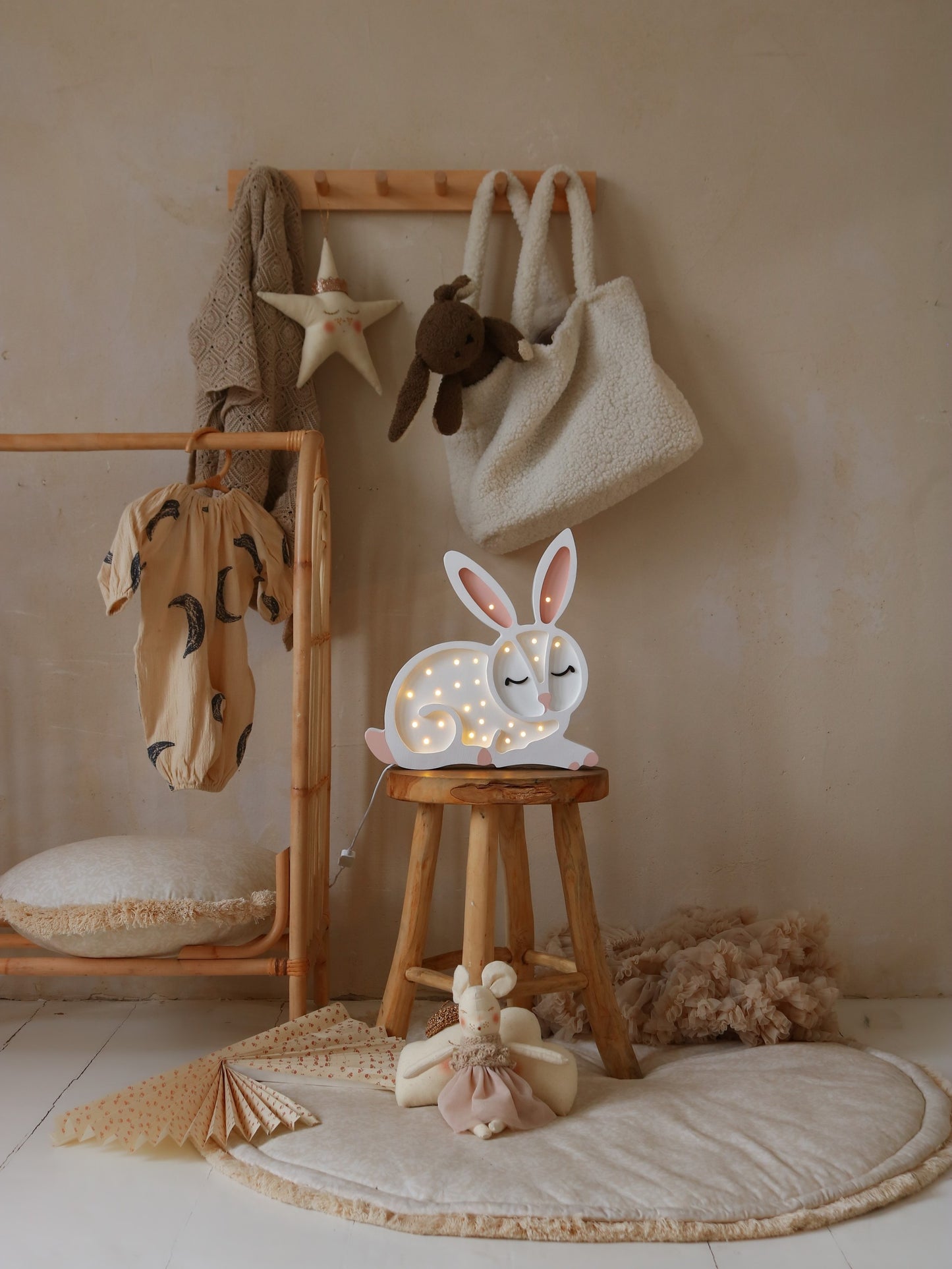 Decorative LED bunny rabbit lamp for a child's bedroom