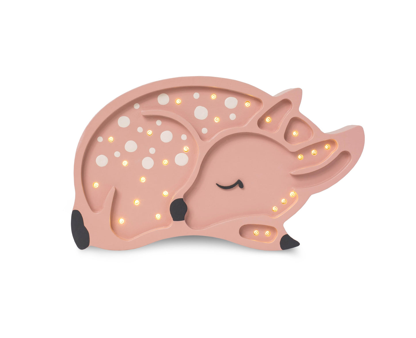 Decorative LED fawn lamp illuminating a child's room