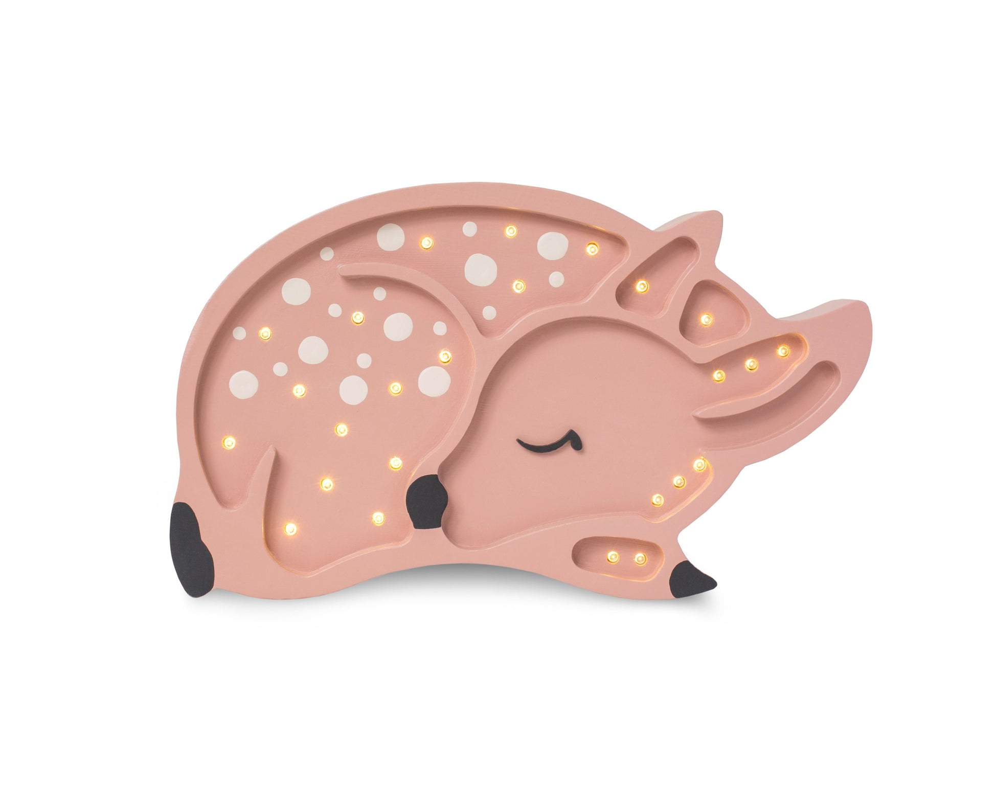 Decorative LED fawn lamp illuminating a child's room