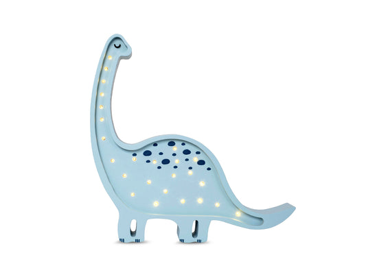 Large wooden Diplodocus dinosaur night light for kids room - blue