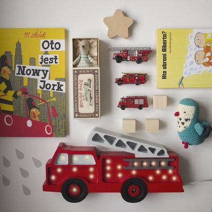 Kids wooden fire engine nightlight with dimmer switch