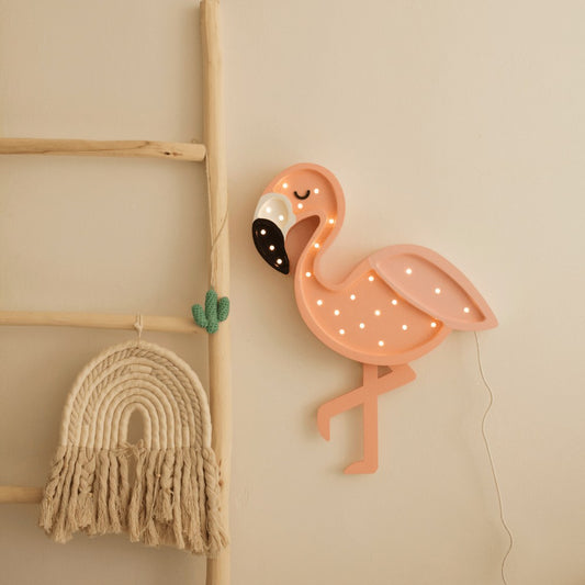 Tropical wooden flamingo night light for girls room decor