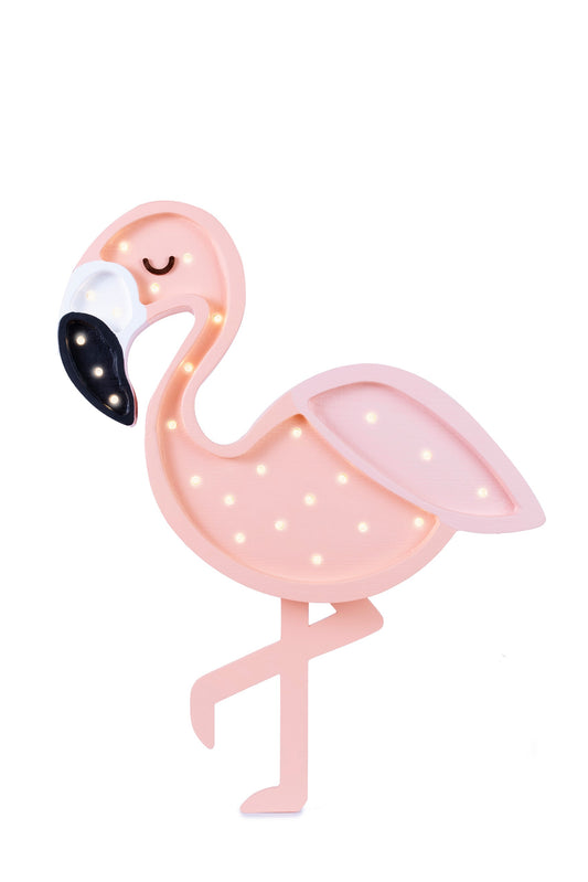 Handmade solid pine wood flamingo lamp with LED glow
