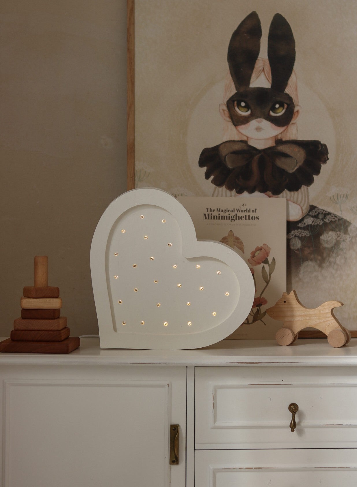 Little Lights Heart Lamp - Handmade wooden heart night light for nursery decor in the kid room