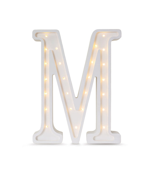 Little Lights large Letter M Lamp - Personalized handmade wooden initial night light