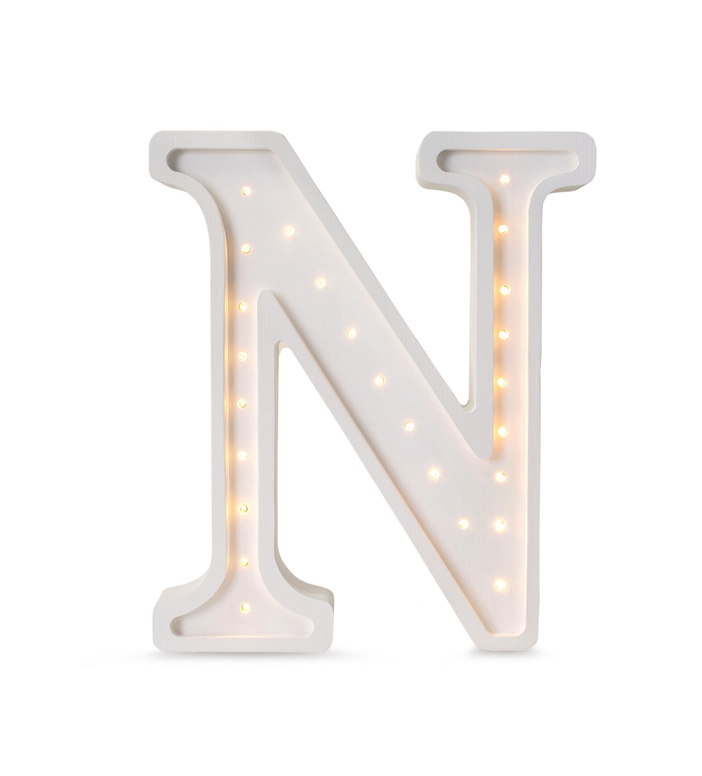 Little Lights large Letter N Lamp - Personalized handmade wooden initial night light