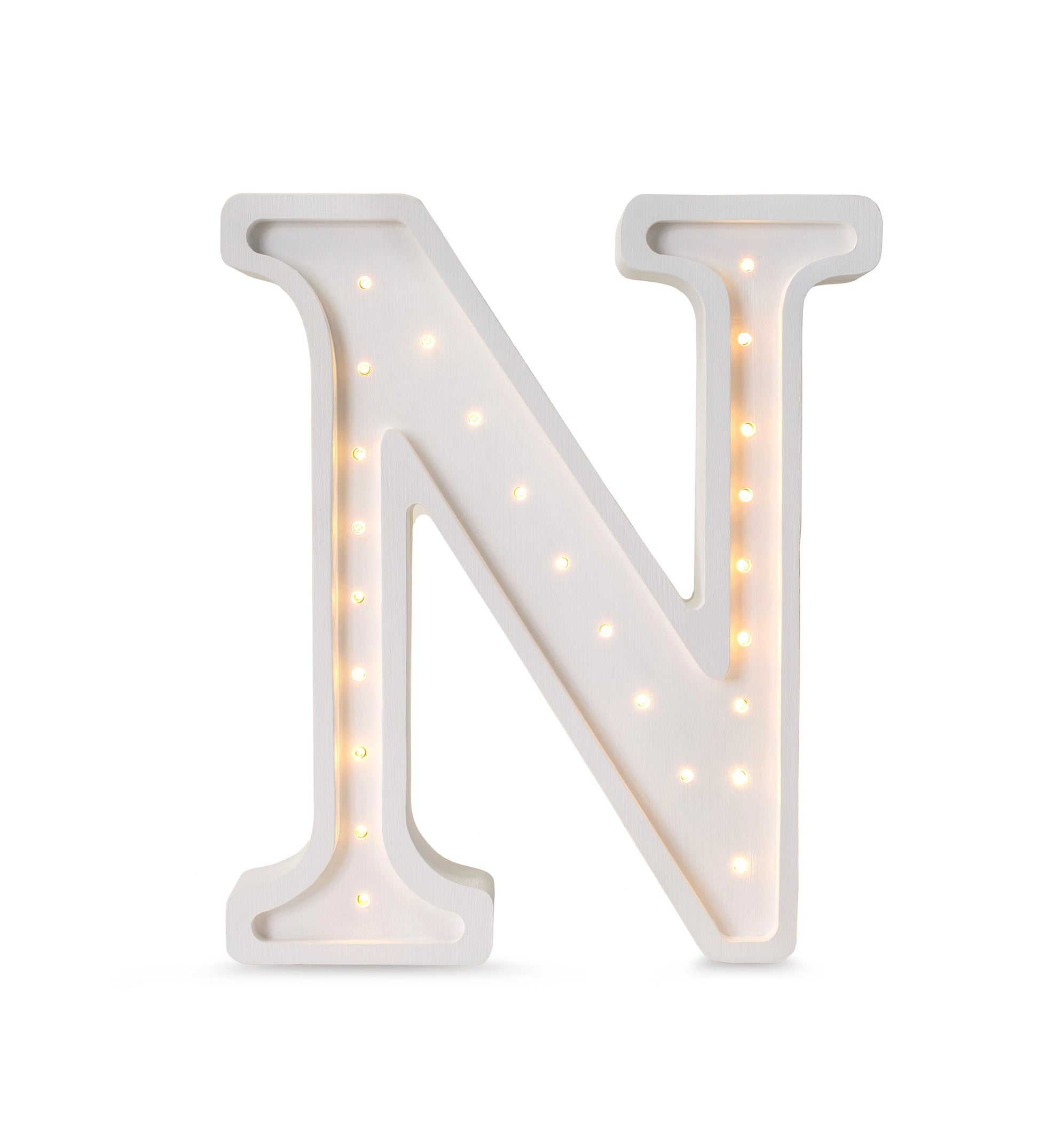 Little Lights large Letter N Lamp - Personalized handmade wooden initial night light
