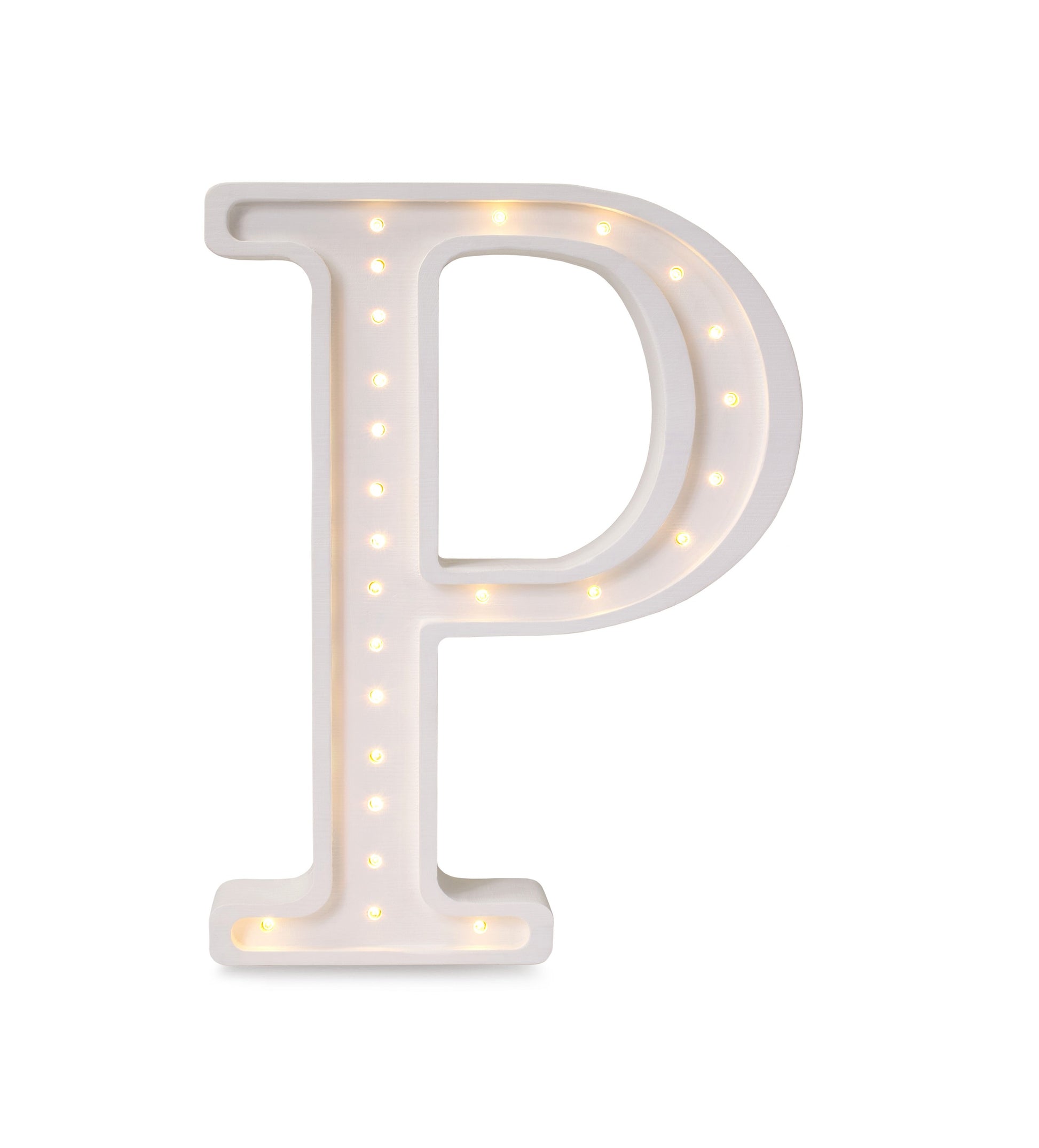 Little Lights large Letter P Lamp - Personalized handmade wooden initial night light