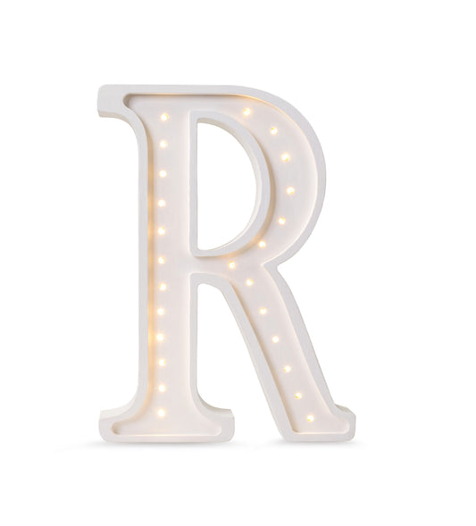 Little Lights large Letter R Lamp - Personalized handmade wooden initial night light