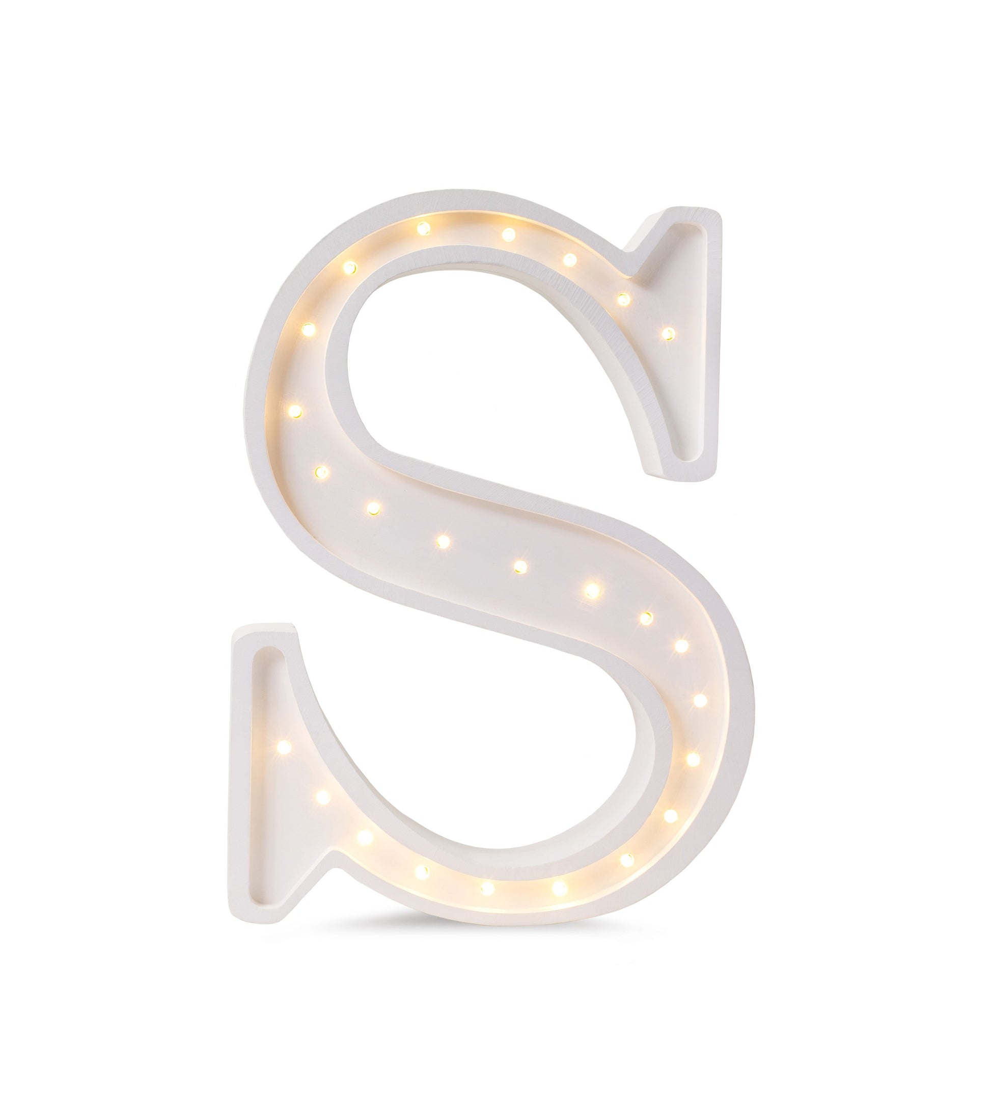 Little Lights large Letter S Lamp - Personalized handmade wooden initial night light