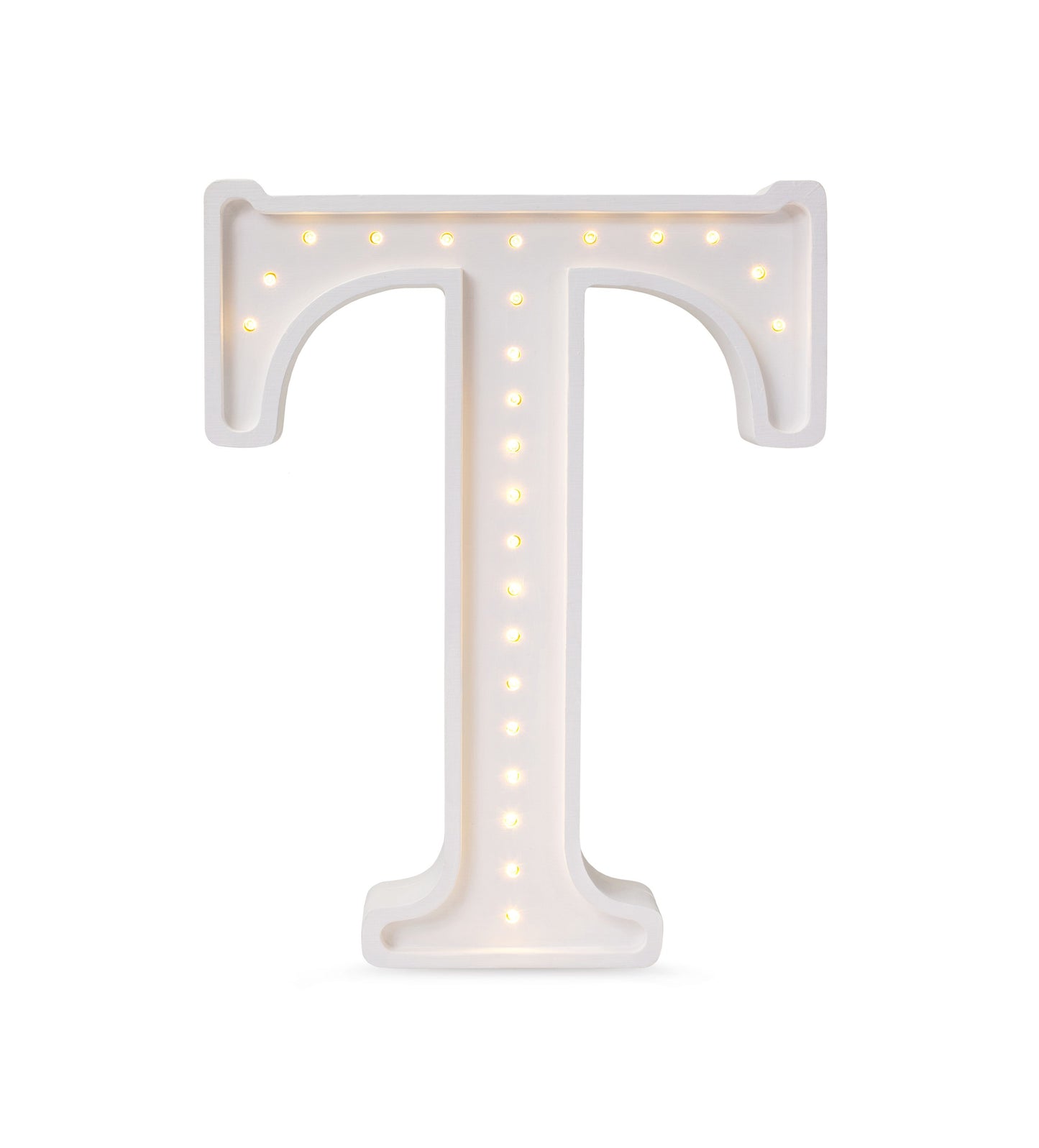 Little Lights large Letter T Lamp - Personalized handmade wooden initial night light