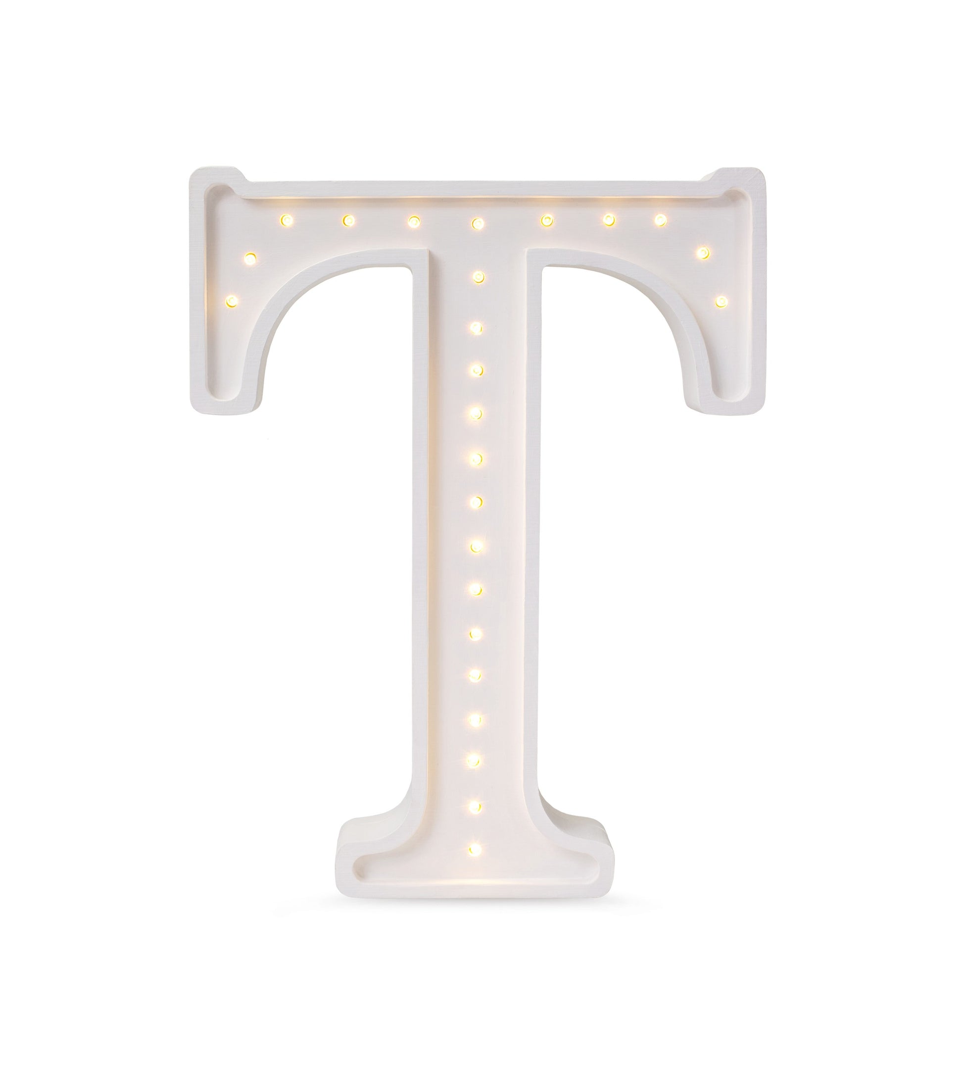 Little Lights large Letter T Lamp - Personalized handmade wooden initial night light