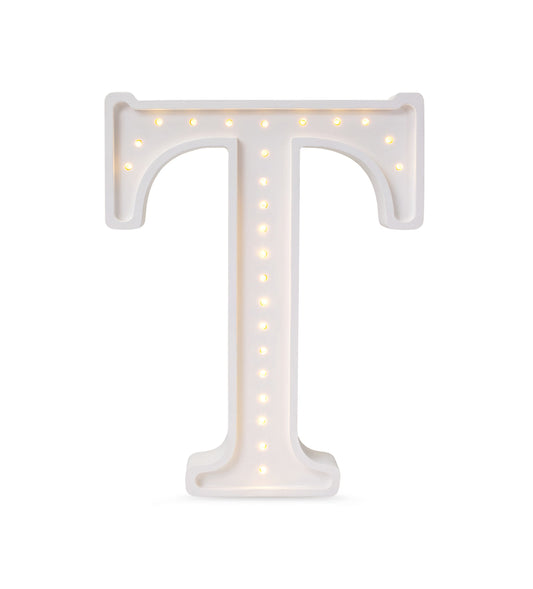 Little Lights large Letter T Lamp - Personalized handmade wooden initial night light