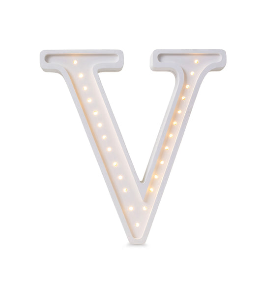 Handmade large solid pine wood alphabet night light with LEDs - V