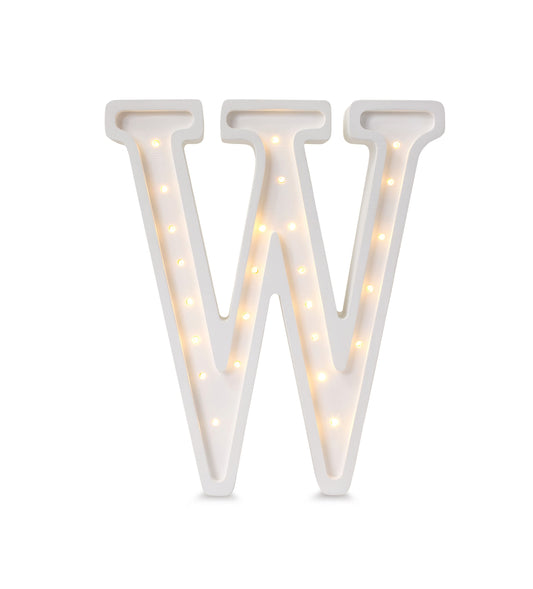 Handmade large solid pine wood alphabet night light with LEDs - W