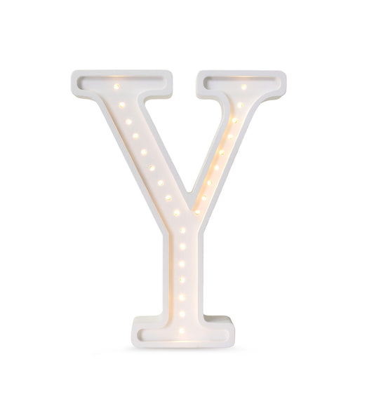 Handmade large solid pine wood alphabet night light with LEDs - Y