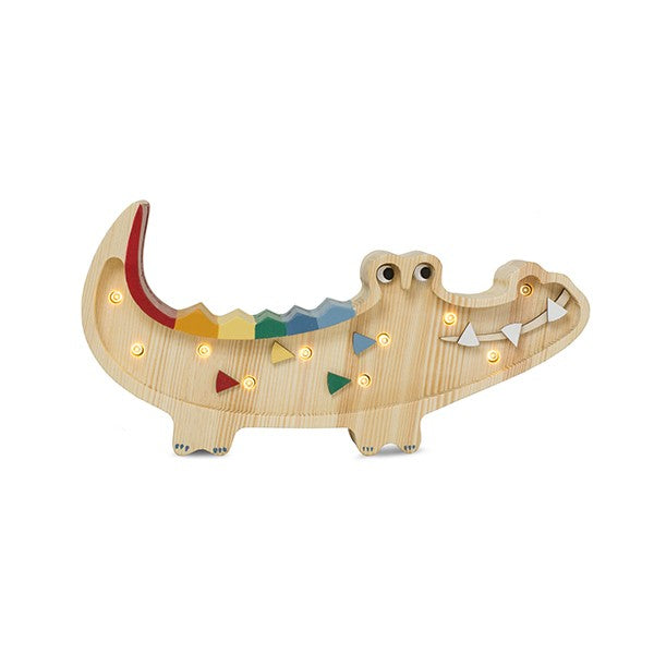 Little Lights Mini Crocodile Lamp - Hand painted wooden animal night light - wooden