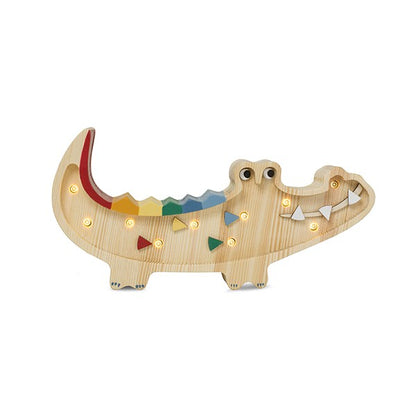 Little Lights Mini Crocodile Lamp - Hand painted wooden animal night light - wooden