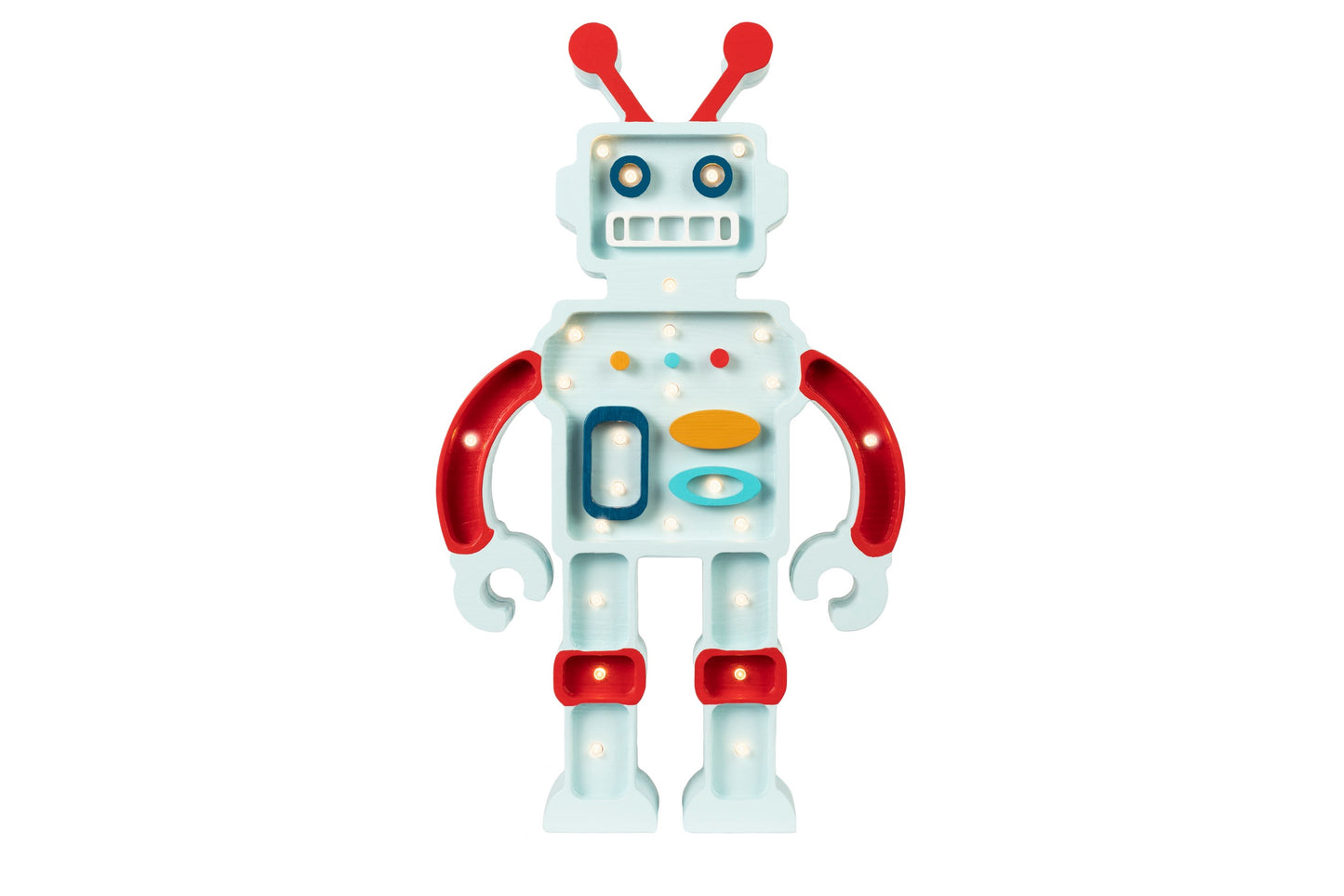 front view of Little Lights Robot Lamp