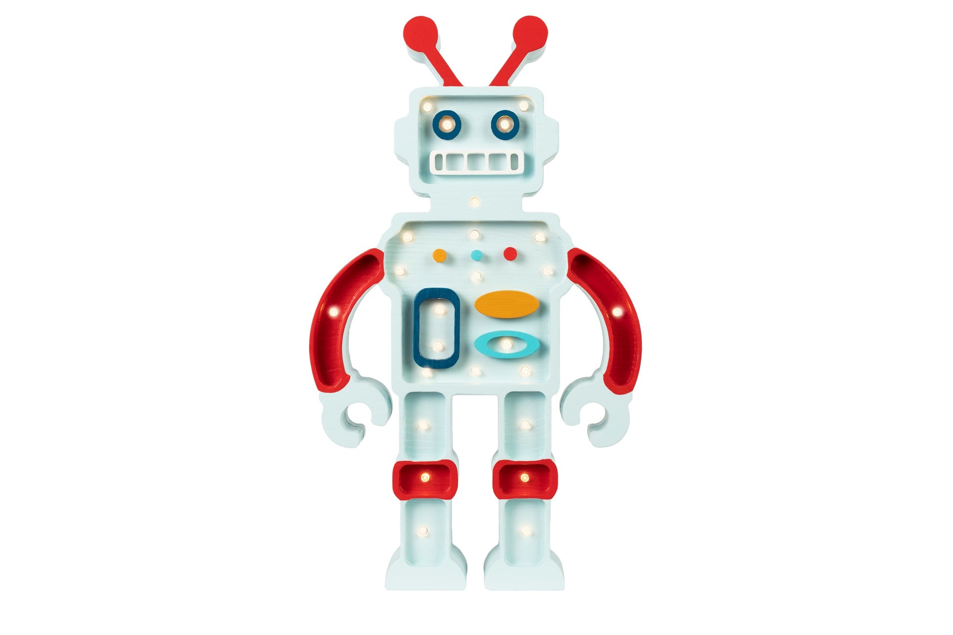front view of Little Lights Robot Lamp