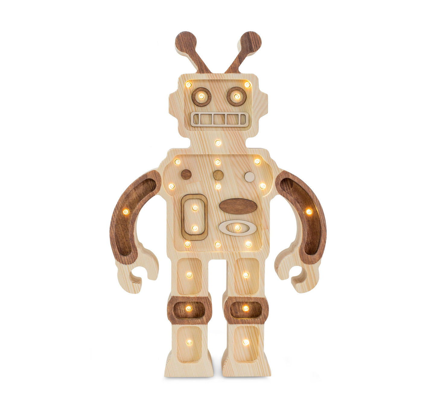 Little Lights Robot Lamp - Handmade wooden robot night light for kids room - wooden