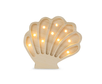 Little Lights Seashell Lamp - Wooden seashell night light for ocean theme nursery - wooden