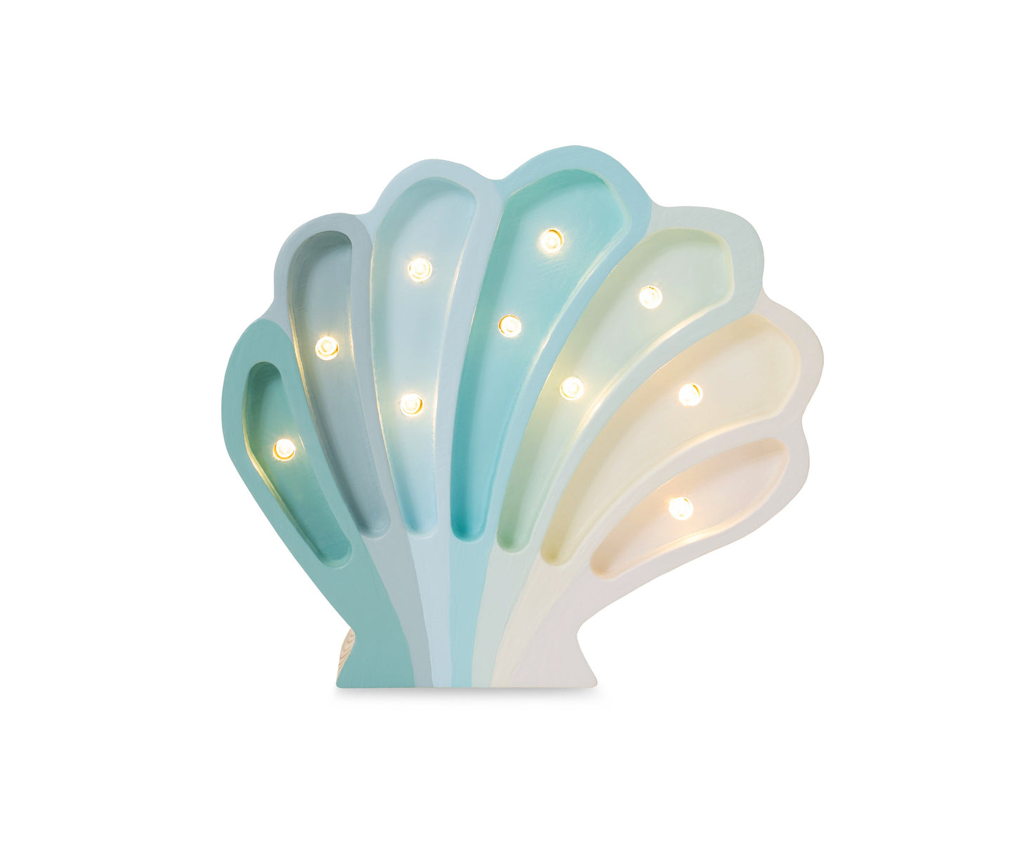 Little Lights Seashell Lamp - Wooden seashell night light for ocean theme nursery - blue